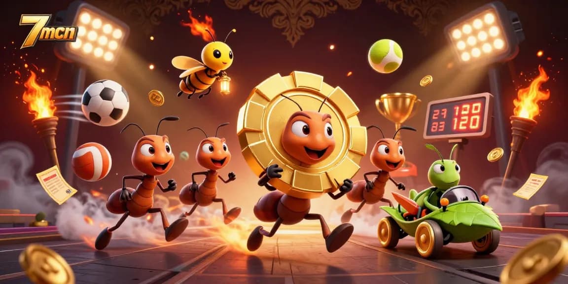 Experience thrilling gambling adventures with 7mcn as ant characters embark on a golden poker heist.