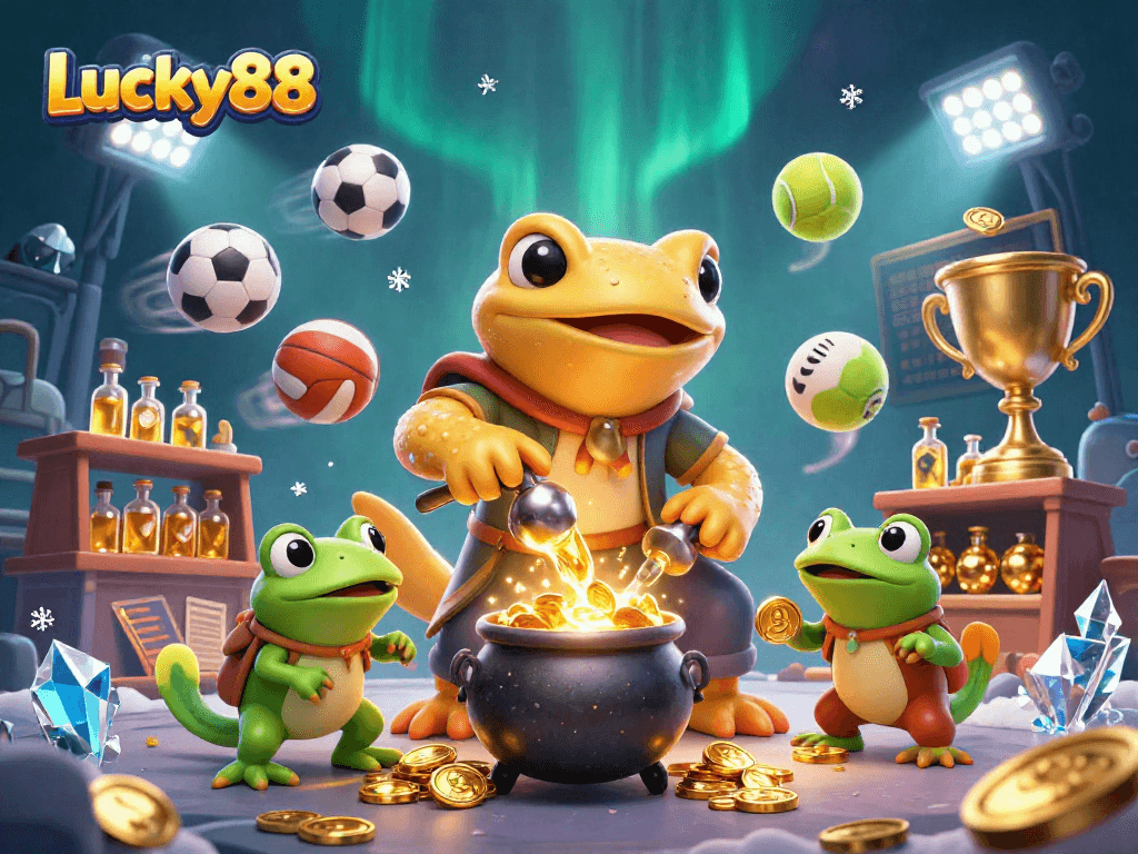 Experience thrilling betting action with Lucky88's golden alchemist and sports excitement in ultra-detailed 3D.