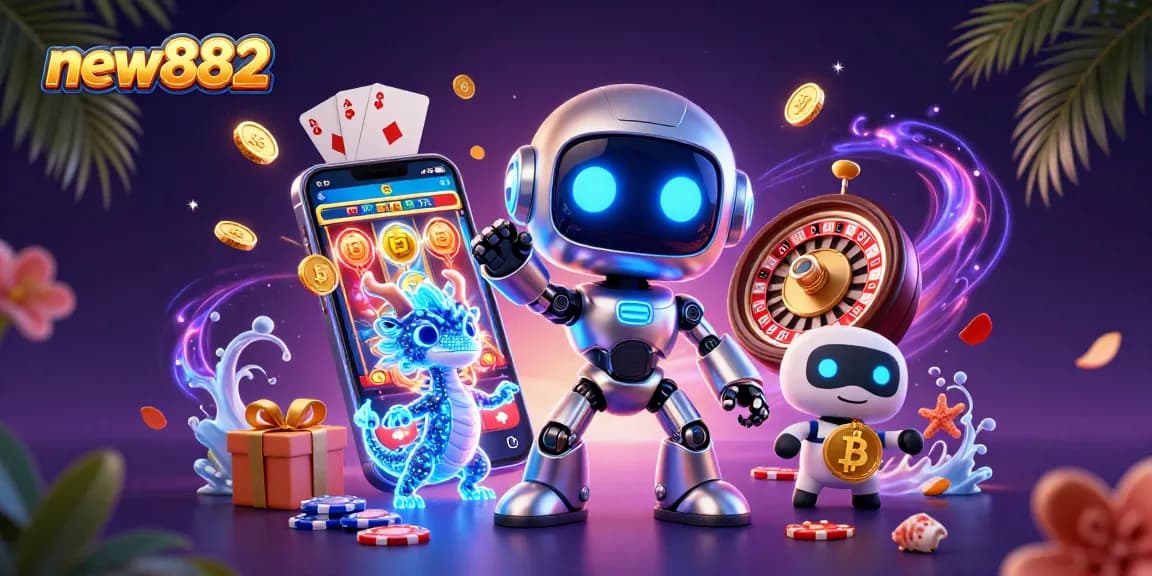 Engage with dynamic gaming at new882 featuring vibrant slot games and immersive 3D illustrations.