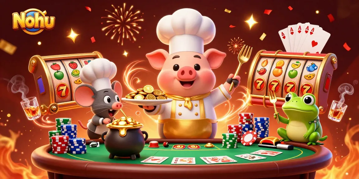 Nohu showcases exciting slots and jackpots with vibrant 3D characters and casino elements
