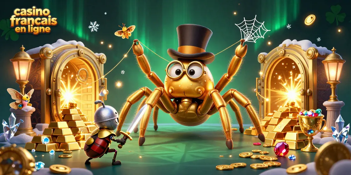 Jouez à un casino français en ligne illustré par une scène dynamique de personnages animés et d'éléments de jackpot.