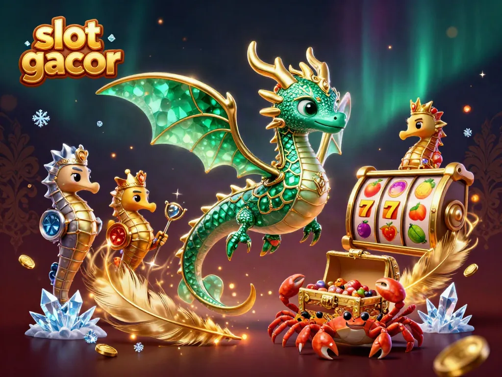 Experience the excitement of slot gacor with a vibrant 3D sea dragon and dynamic gaming elements.