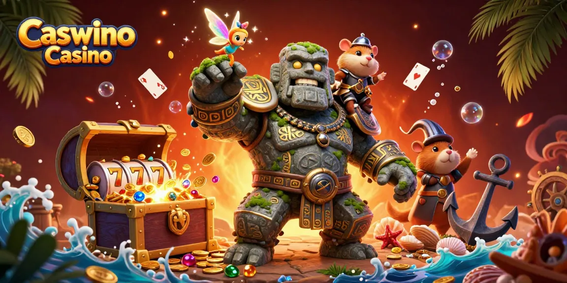 Experience the excitement of Caswino Casino with magical characters and vibrant casino elements.