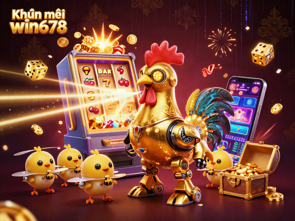 Engage in thrilling Khuyến mãi win678 offers with a captivating casino-themed illustration.