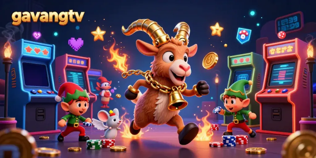 Experience the vibrant action at gavangtv with lively characters in a dynamic cartoon casino setting.