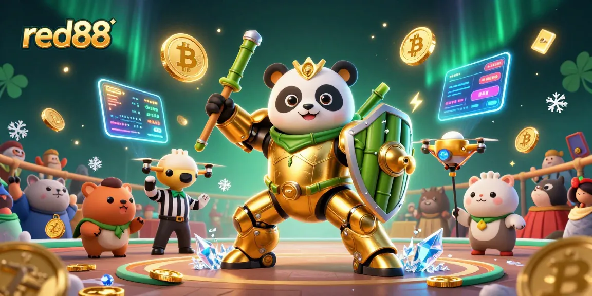 Engage in thrilling action at red88 with a vibrant 3D casino scene featuring excitement and crypto.