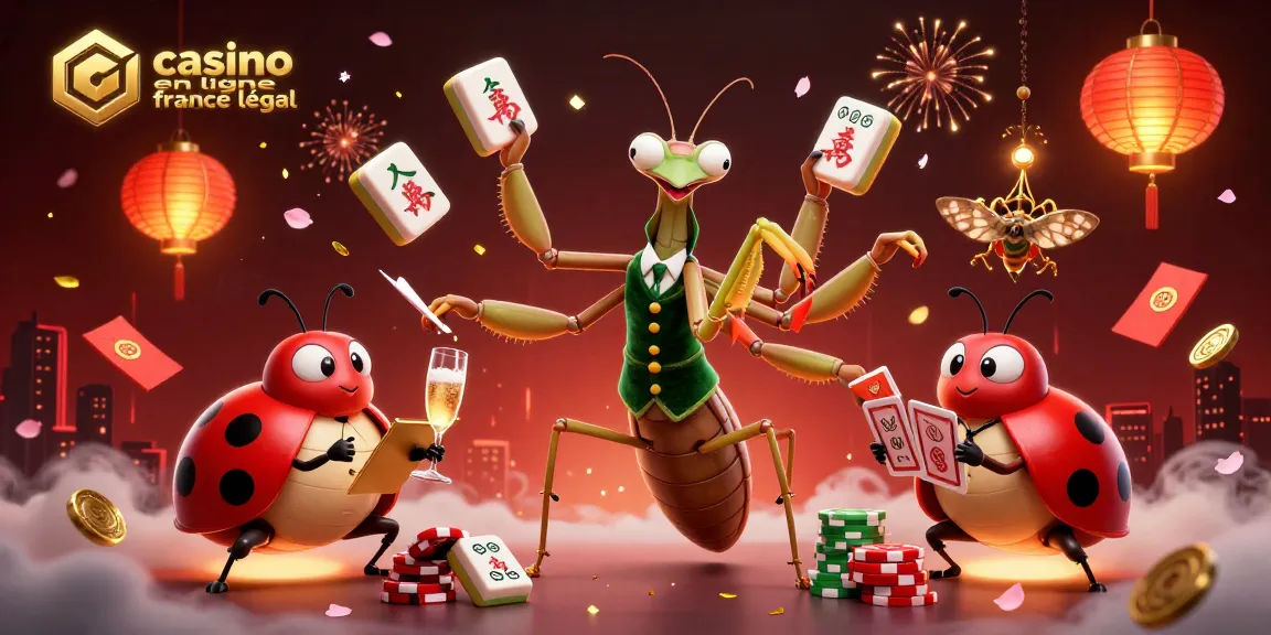 Visualisation d'un casino en ligne légal en France avec un caméléon de cartes, un gérant, et des éléments de jeu attrayants.