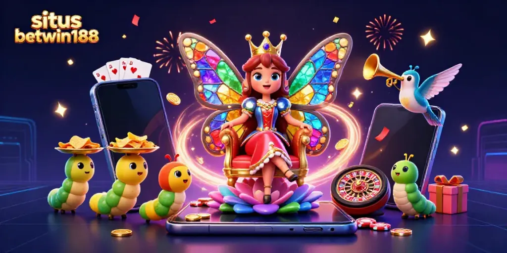 Akses situs betwin188 dengan cepat ditampilkan dalam ilustrasi kasino 3D yang menarik dan berwarna.