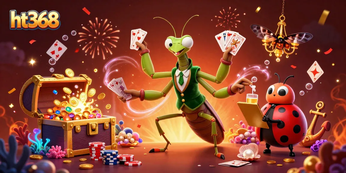 ht368 welcoming gamblers with a vibrant casino scene featuring engaging characters and dynamic gaming elements.