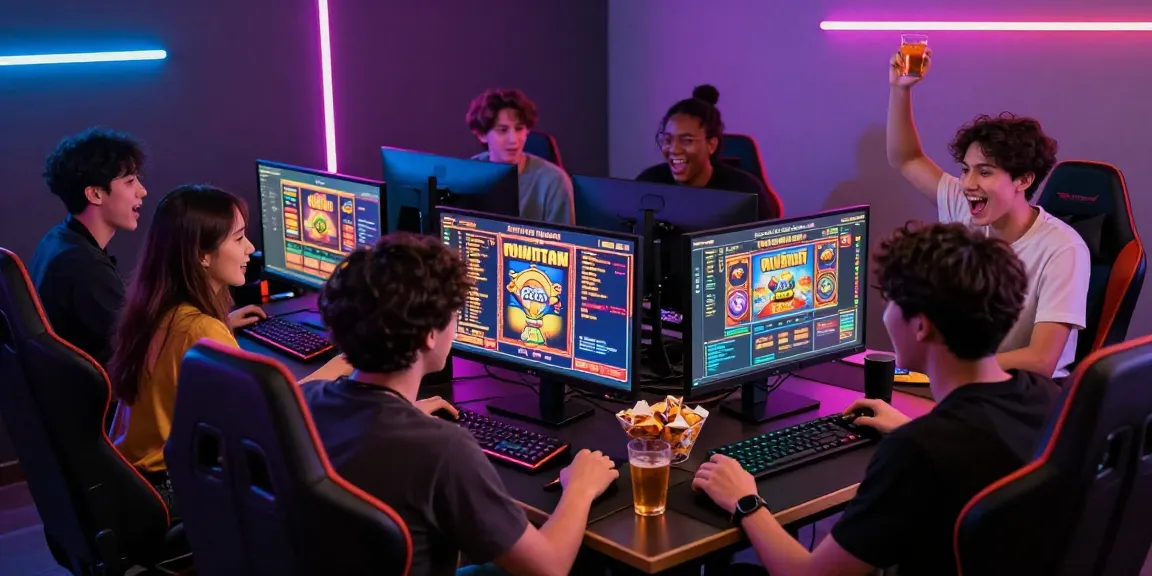 Friends enjoying thrilling slot gacor games together, showcasing excitement in a lively online gaming environment.
