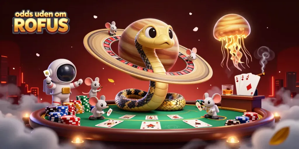 Experience the thrill of betting with odds uden om ROFUS in this 3D casino-themed illustration.