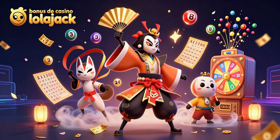 Experience thrilling gameplay with bonus de casino lolajack amidst dynamic casino elements in a vibrant illustration.