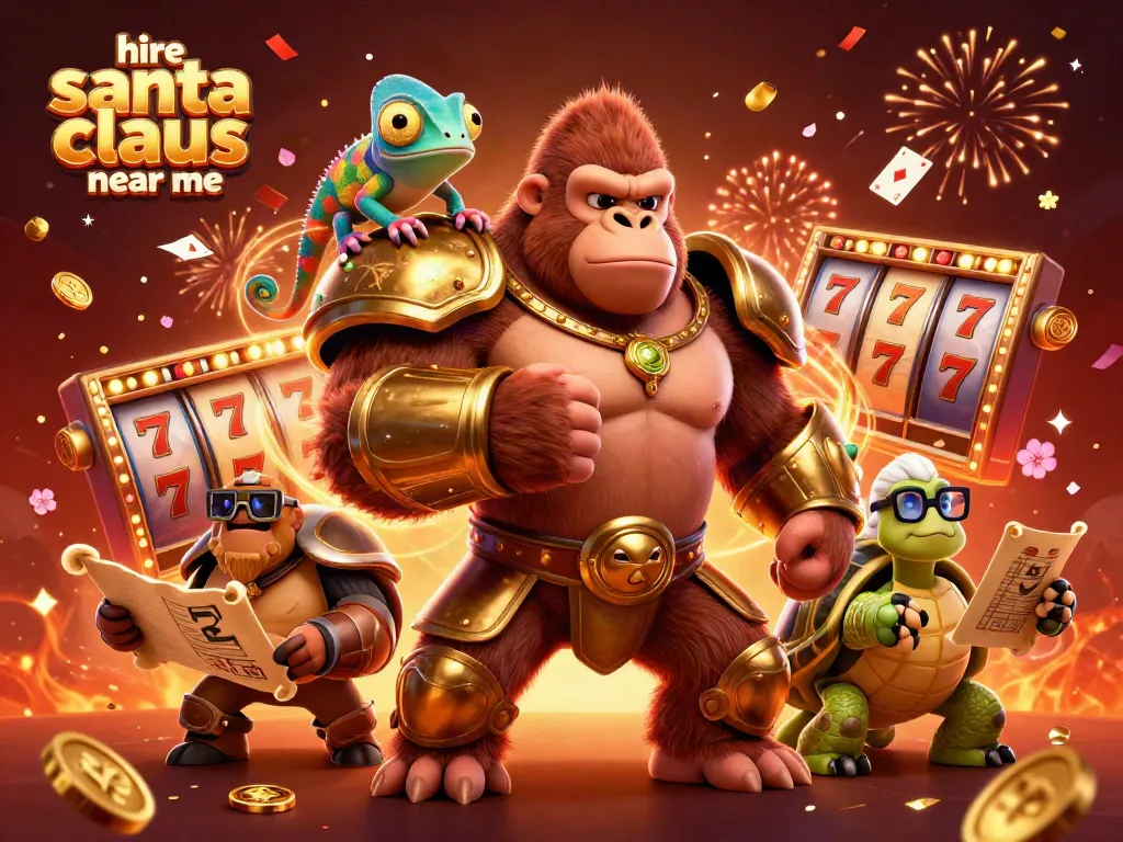 Experience the thrill of hiring Santa Claus near me amidst a vibrant casino scene.