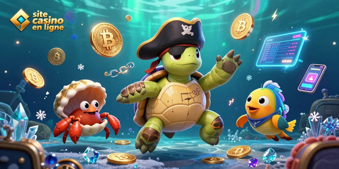 Jouez sur un site casino en ligne avec la tortue pirate et un trésor sous-marin.