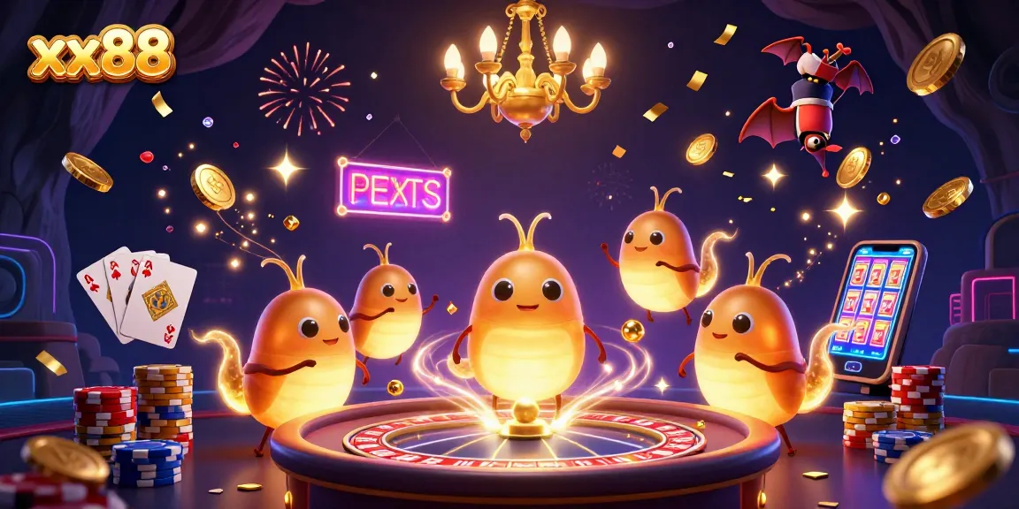 Experience the thrill of xx88 casino with vibrant glowworms illuminating a dynamic gaming scene.