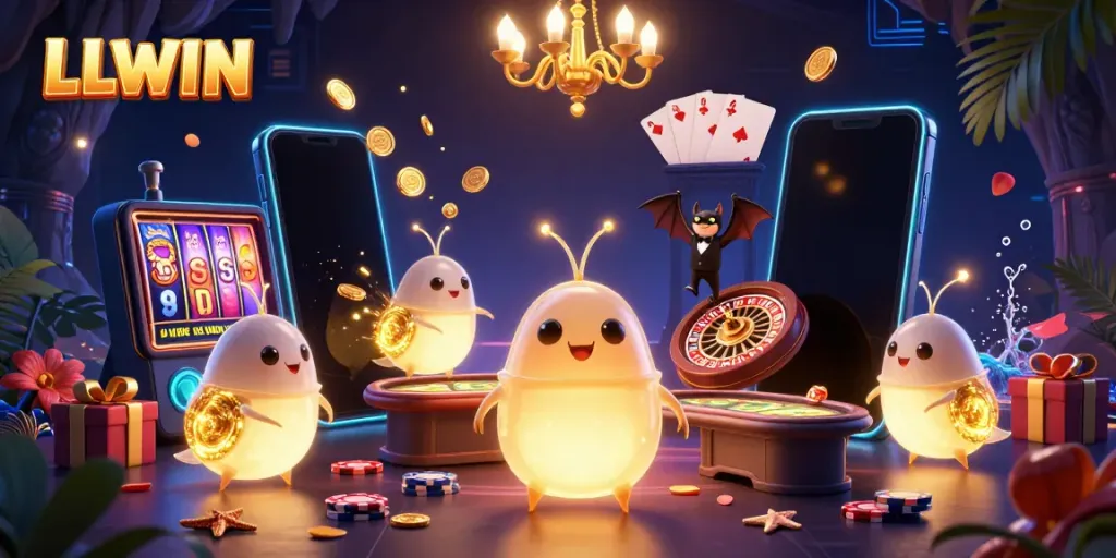 Illuminate your gameplay at LLWIN with bioluminescent glowworms and vibrant casino elements.
