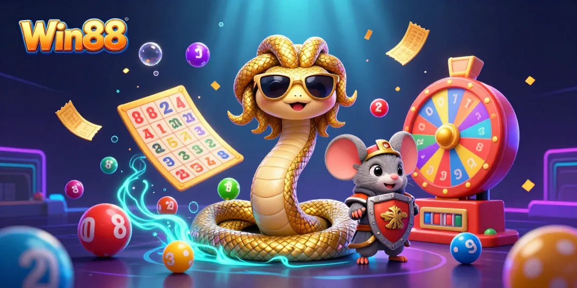 Experience the excitement of Win88 with lively characters and vibrant gaming elements in this dynamic illustration.
