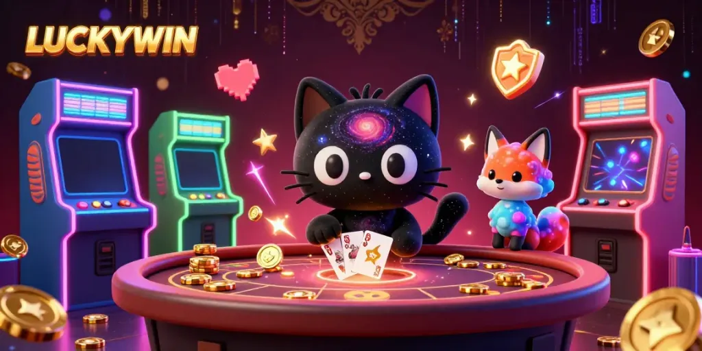 Engage with LUCKYWIN at the cosmic casino, where the black hole cat pulls in golden bets!
