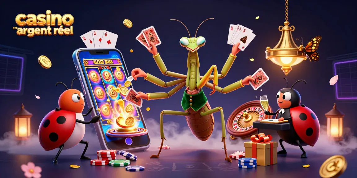 Jouez dans un casino en ligne argent réel avec une scène dynamique et festive, mettant en avant des personnages fantastiques.