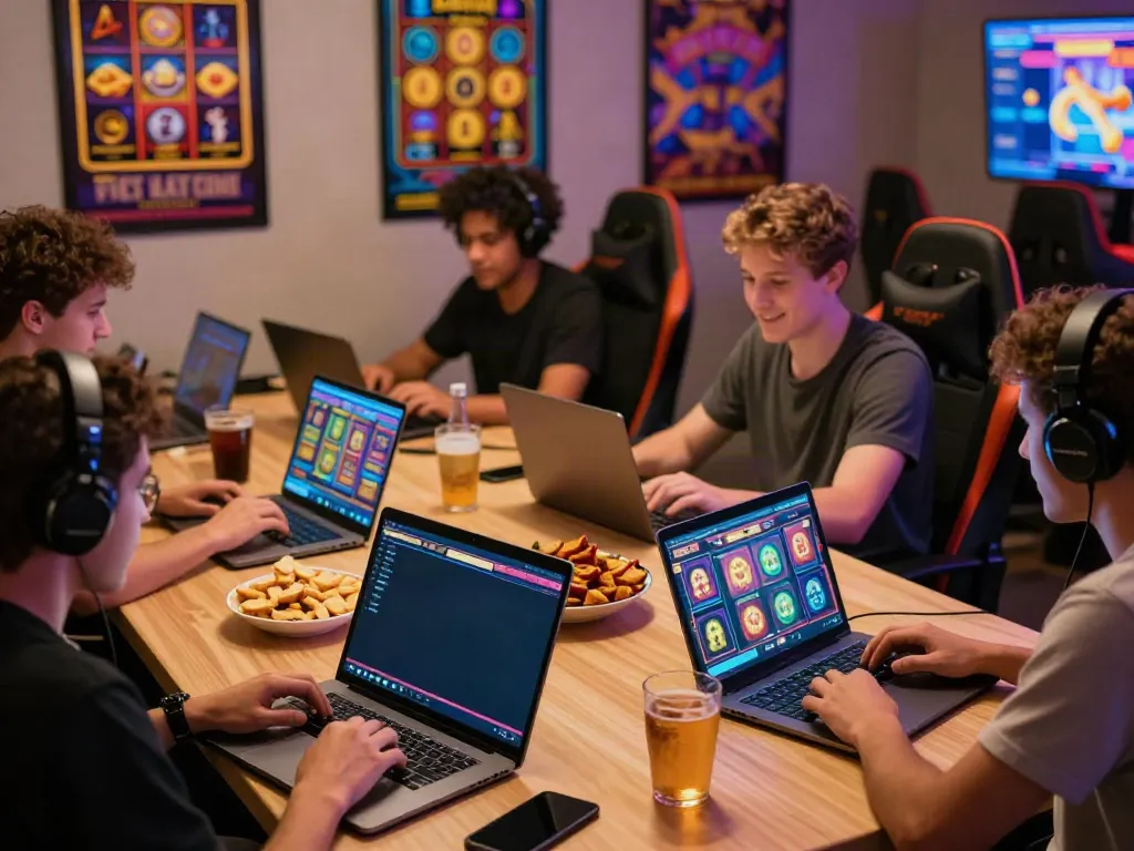 Players enjoying a vibrant slot game experience on multiple devices.