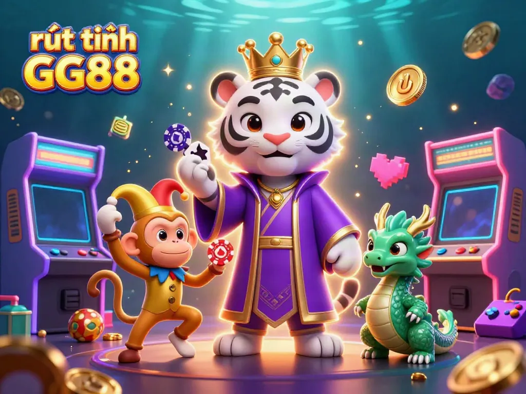 Experience seamless withdrawals at GG88 with a vibrant casino scene featuring engaging characters and action.