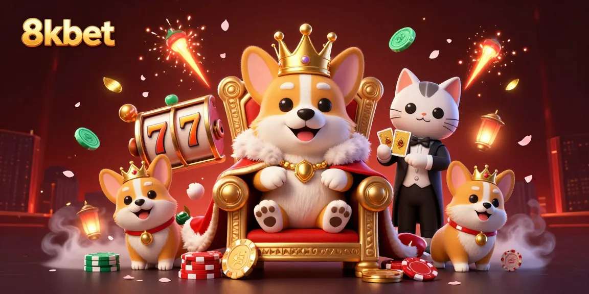 Engage with the thrilling slots experience at 8kbet, featuring dynamic characters and vibrant casino elements.