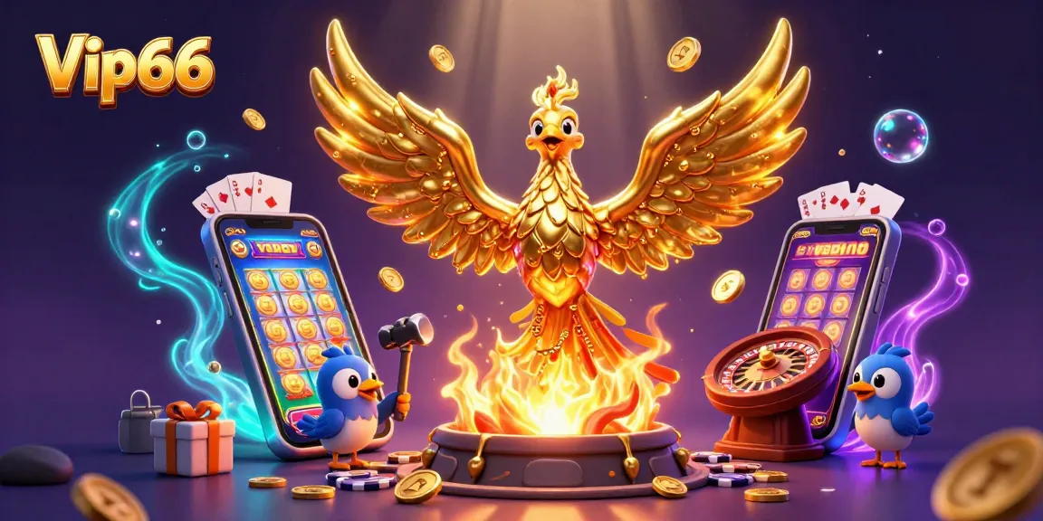 Experience exciting gameplay at Vip66 with a golden phoenix and dynamic casino elements.