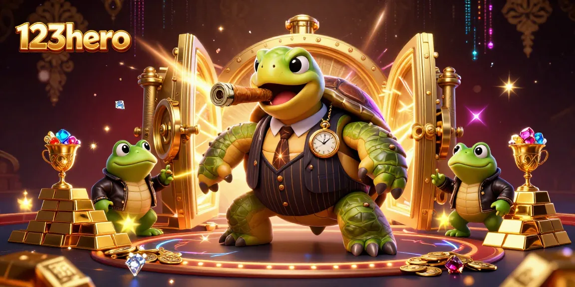 Experience thrilling gaming at 123hero with a vibrant casino scene featuring buzzing characters and wealth elements.