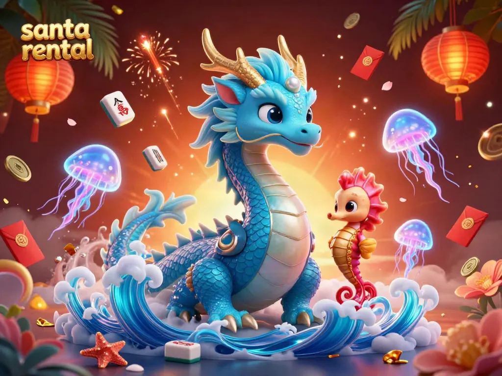 Engaging scene showcasing Santa rental characters with magical ocean elements in a gambling-themed environment.