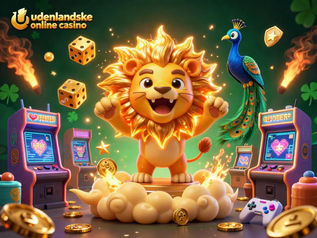 Experience the thrill of udenlandske online casino with a vibrant 3D illustration featuring unique gaming elements.