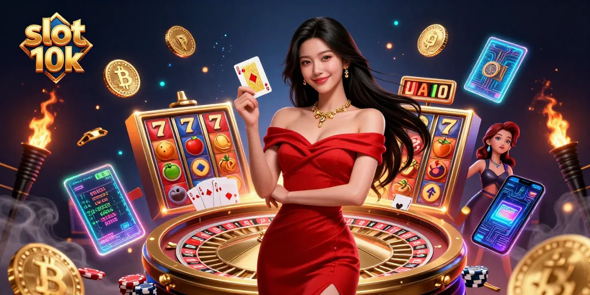 Experience the excitement of slot 10k with this vibrant and engaging casino illustration.