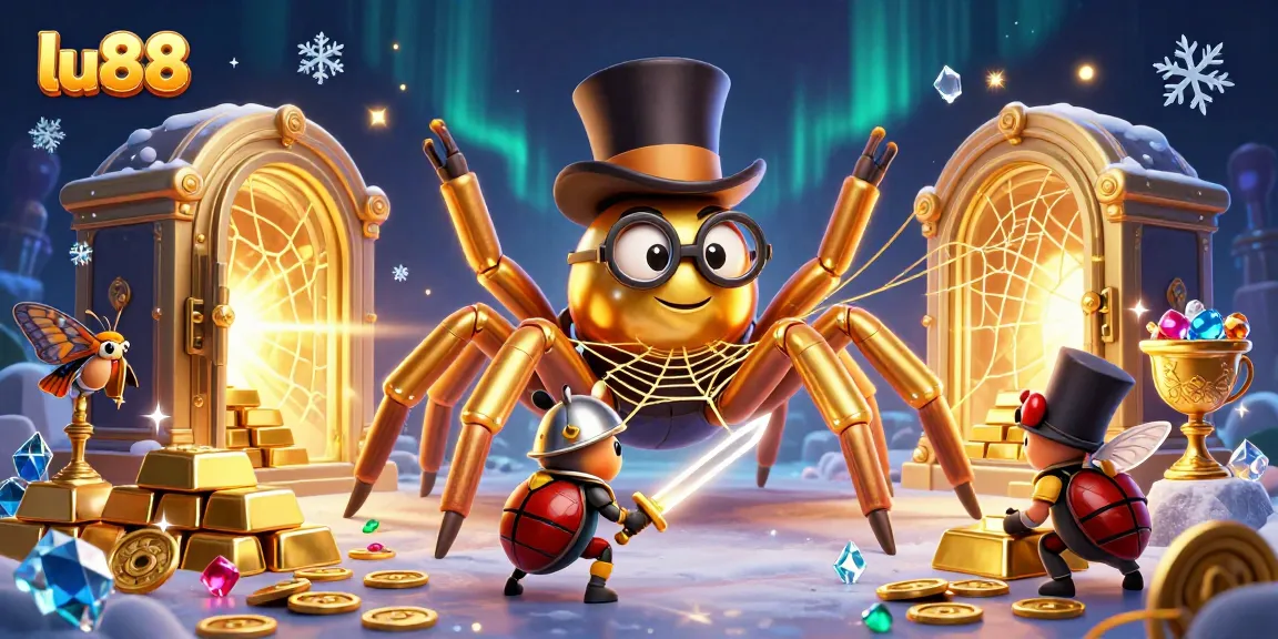 Experience the excitement of lu88 as a golden tarantula weaves magic in a vibrant casino scene