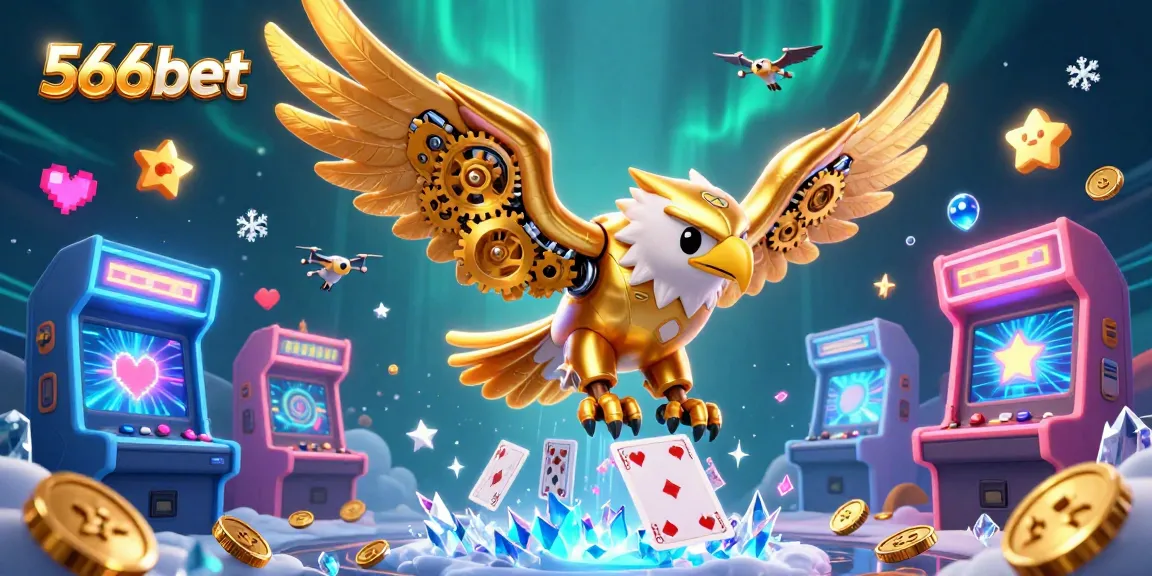 Experience the thrill of 566bet in an immersive 3D casino scene with vibrant game elements.