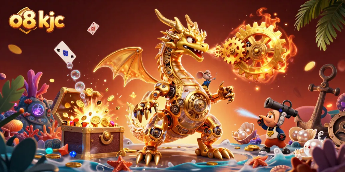Experience thrilling action with the o8 kjc casino dragon unleashing treasures in a dynamic 3D casino scene.
