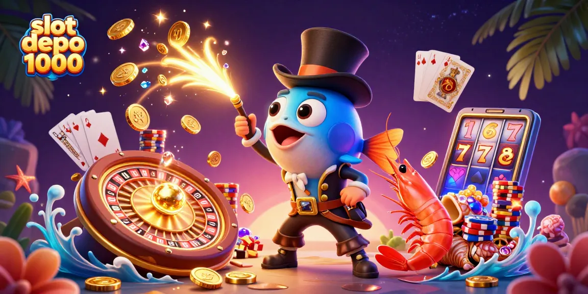 Engage with slot depo 1000 in a vibrant casino scene filled with treasures and lucky charms.