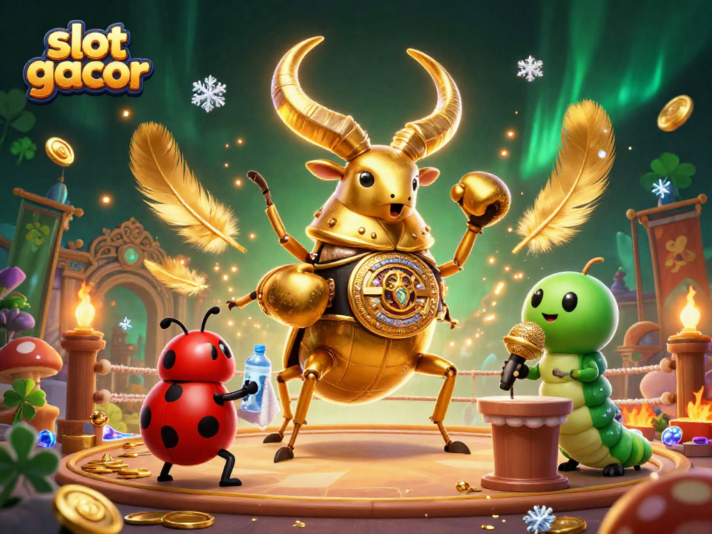 Engage with slot gacor at its finest, showcasing a lively boxing scene with unique characters and casino elements.