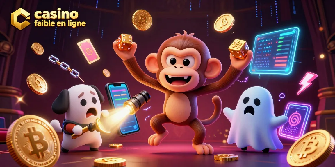Le casino fiable en ligne avec un singe fantôme amusant jonglant des pièces d'or, et un chiot chasseur de fantômes curieux cherche des trésors.