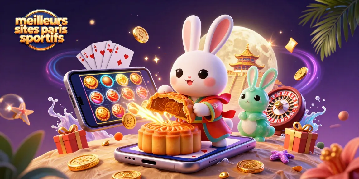Illustration des meilleurs sites de paris sportifs avec un lapin lunaire en train de préparer des pièces de poker.