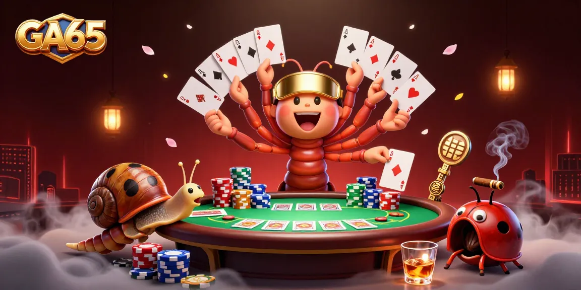 GA65 players enjoying an intense poker session with vibrant characters and rich casino elements.