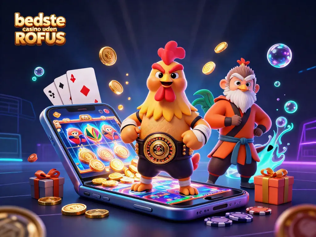 Experience the thrills at bedste casino uden ROFUS featuring dynamic 3D characters and vibrant gambling elements.