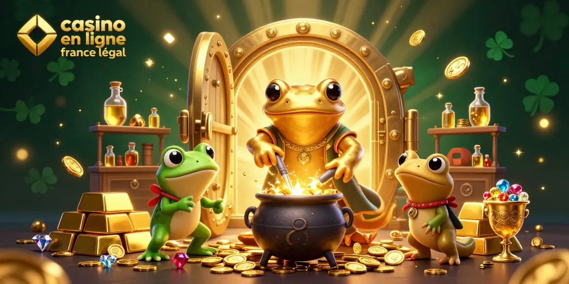 Jouer au casino en ligne France légal avec une illustration de l'alchimiste et ses assistants.