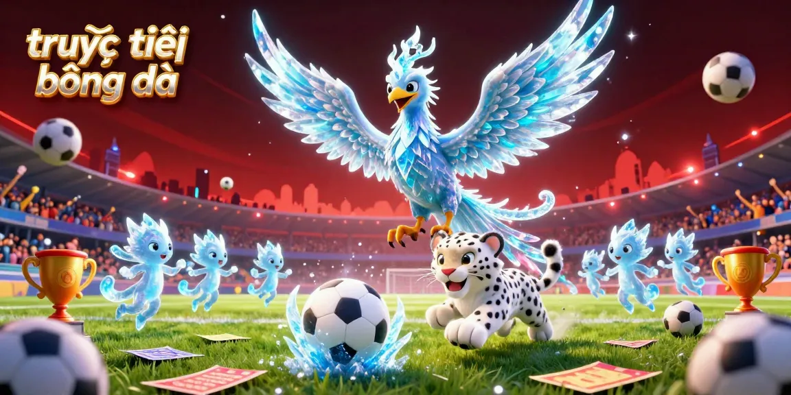 Watch trực tiếp bóng đá with an exciting depiction of a vibrant sports scene featuring an ice phoenix and football elements.