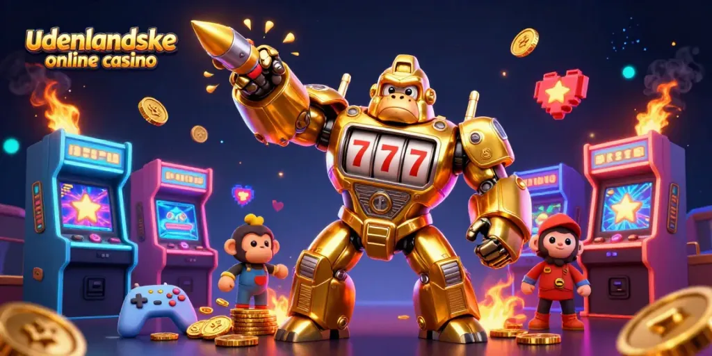 Engage with exciting udenlandske online casino adventures as golden gorilla mech battles with coins.