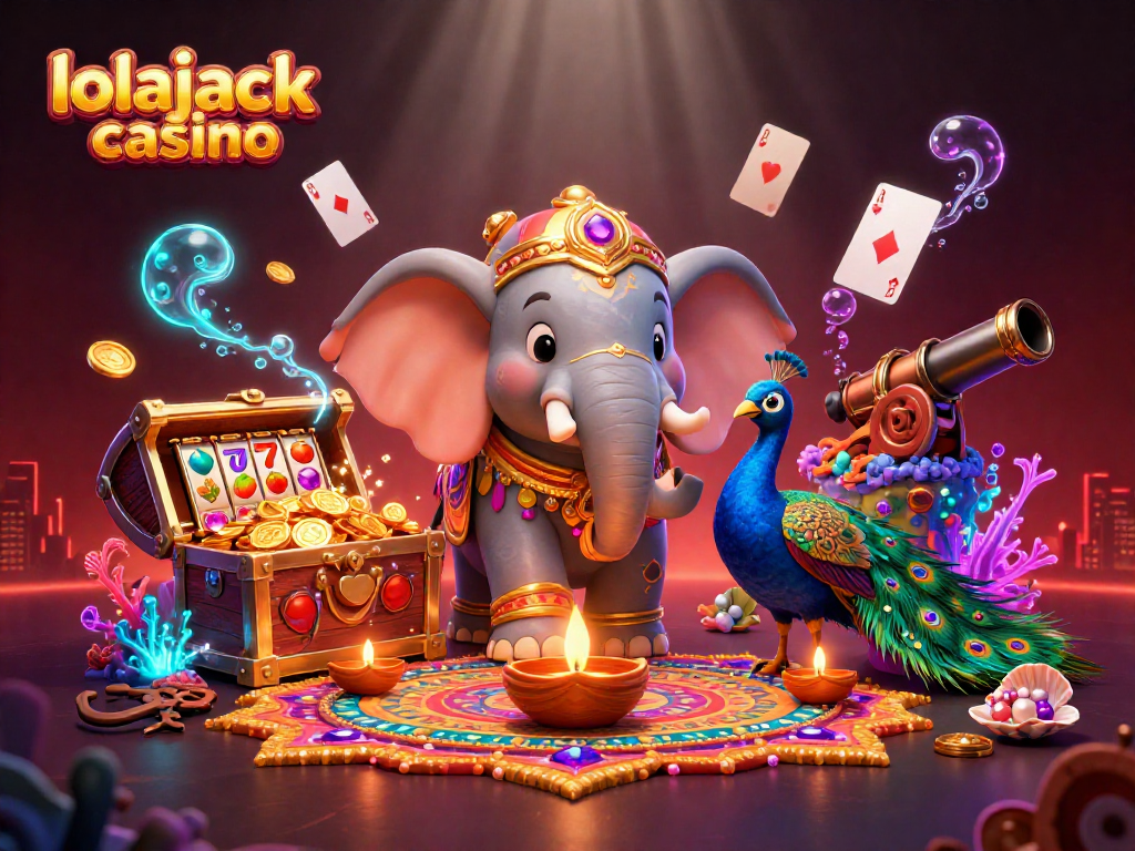 Experience entertainment at lolajack casino with a vibrant 3D scene of gambling excitement.