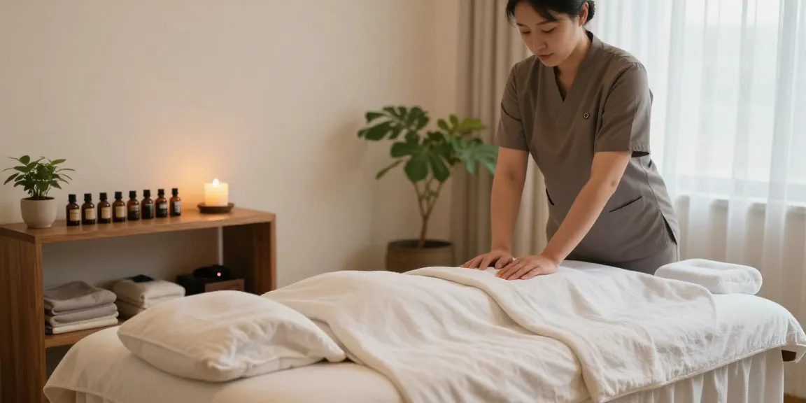 Relaxing massage therapy room showcasing soothing atmosphere ideal for 분당출장안마 clients.