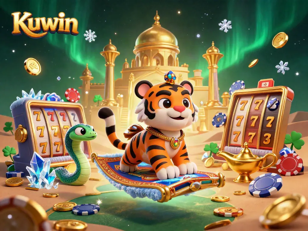 Kuwin's engaging online casino scene with dynamic slot elements and vibrant characters