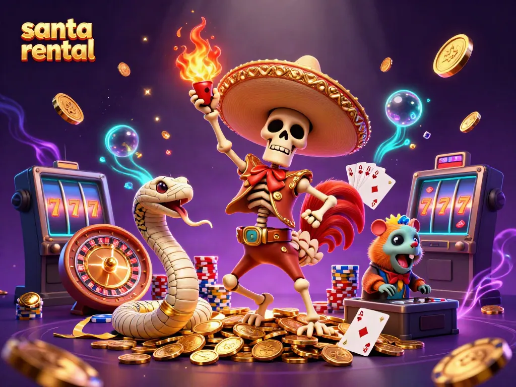 Experience the magic of santa rental with an electrifying Santa-themed casino scene full of fun and excitement.
