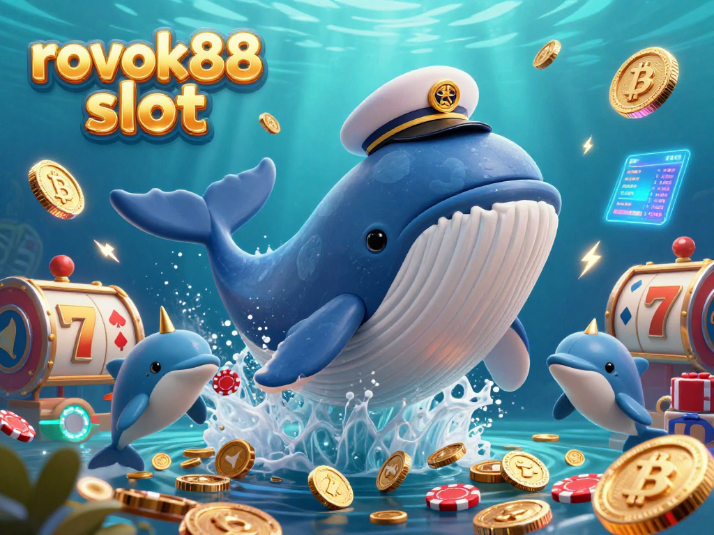 Experience the thrill of gambling with rokok88 slot, featuring vibrant slot reels and dynamic sea creatures.