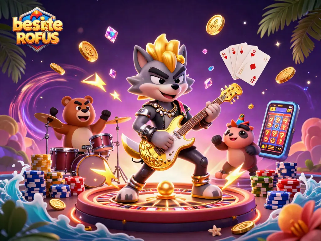 Experience the thrill of the best casino uden ROFUS with vibrant cartoon characters and dynamic game elements.