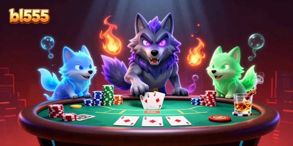 Experience thrilling poker action at bl555 with magical wolf characters and vibrant casino atmosphere.